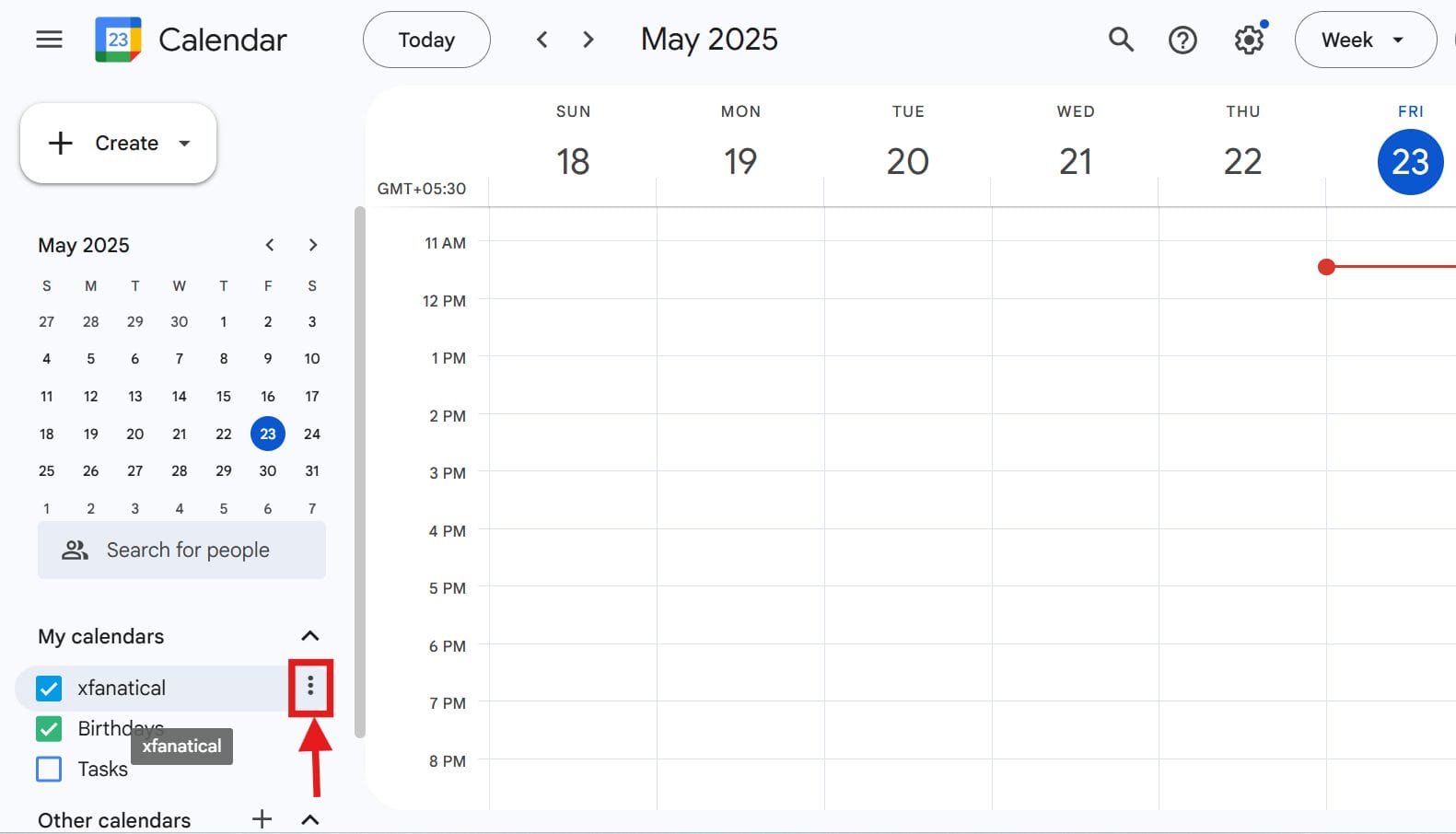 My Calendar setting in Google calendar