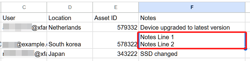 Multi-line support for Notes field in a CSV file in Google Sheets