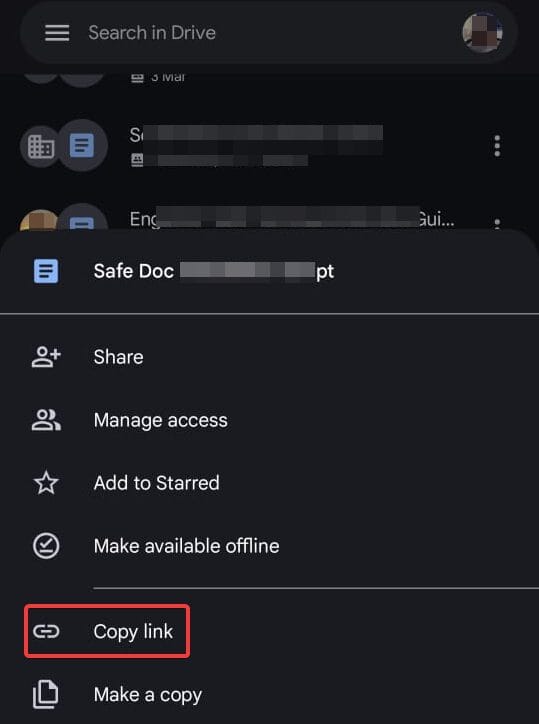 Folder ID from the Google Drive Mobile App