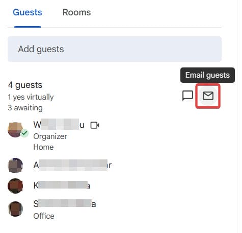 Google Calendar's Email Guests Feature