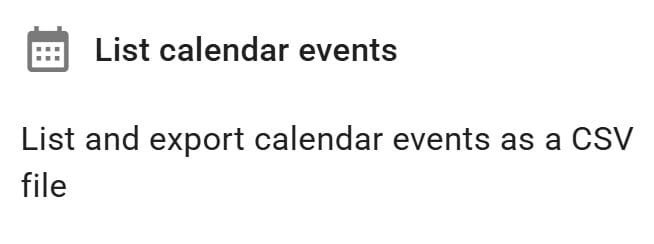 List calendar events 