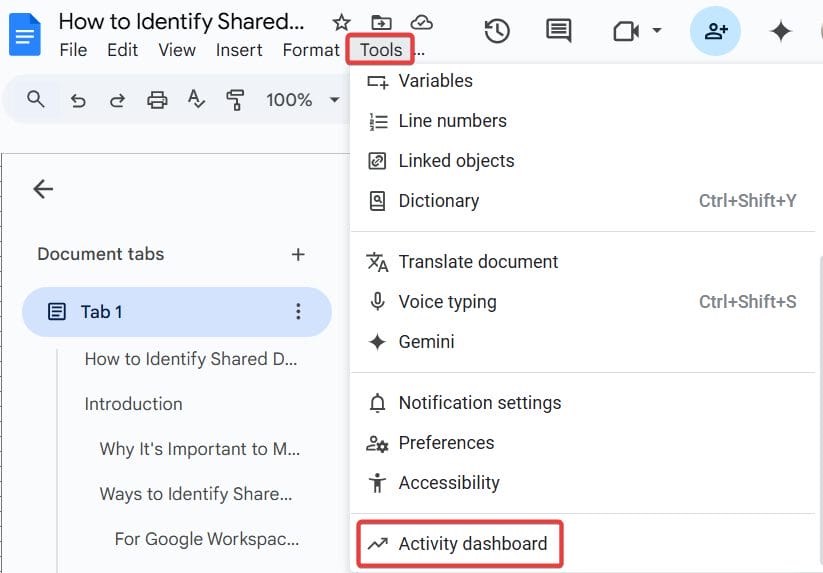 Use Activity Dashboard