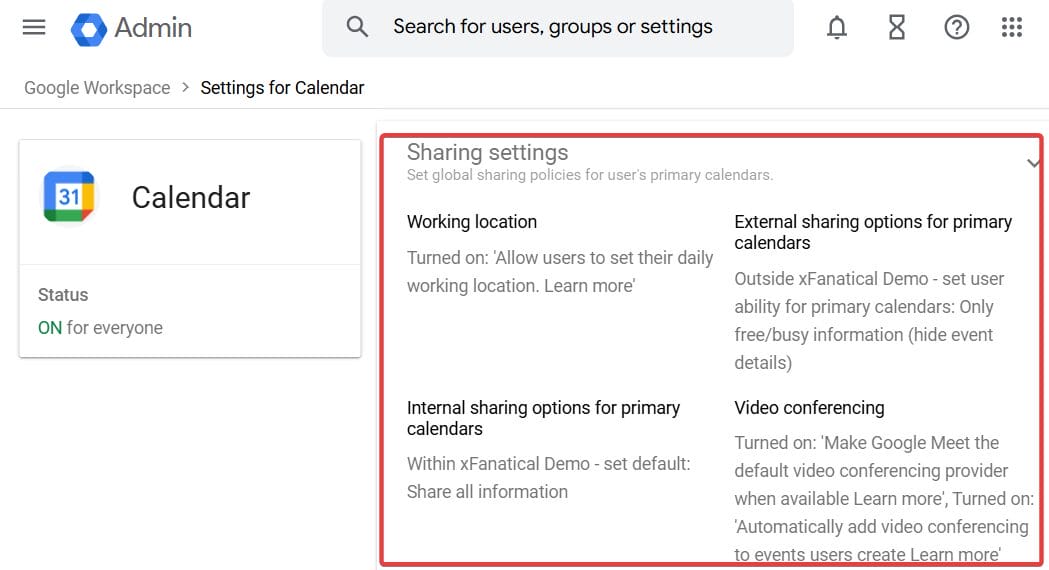 Click on Sharing settings.