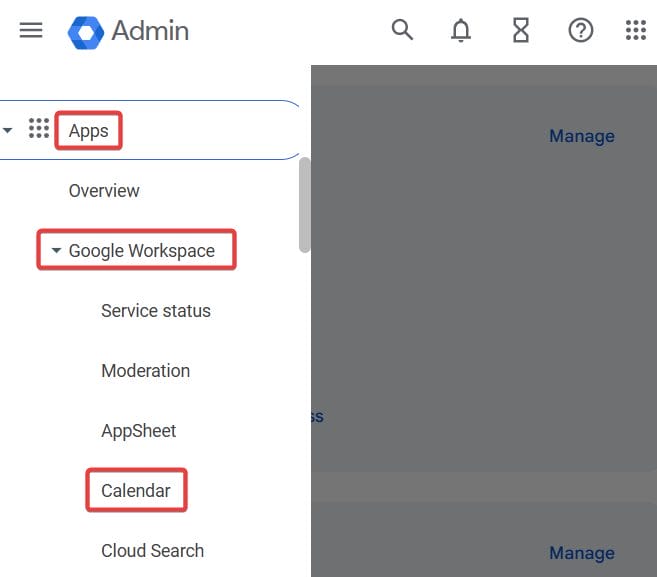 Navigate to the Calendar Sharing Settings