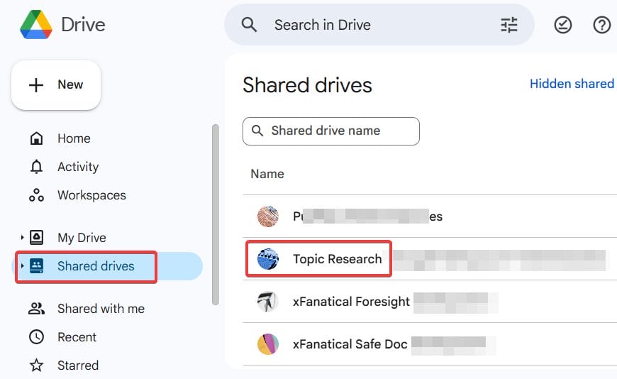 Step 2: Navigate to the Shared Drive