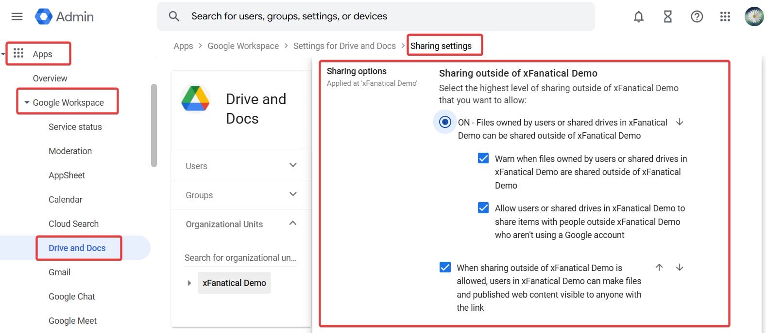 Adjust Drive Sharing Settings