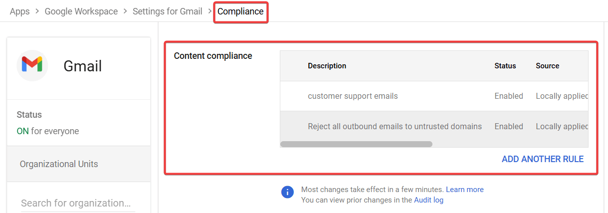 Compliance rules to ensure content compliance