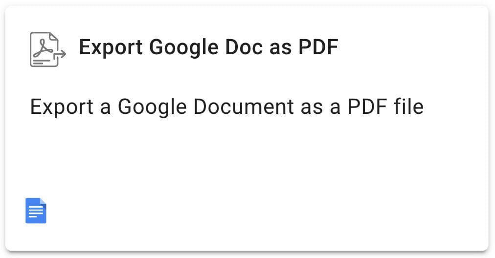 Export Google Doc as PDF action