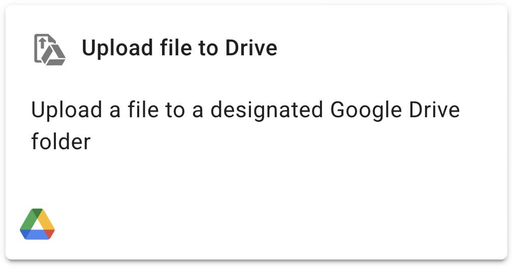 Upload file to Drive action