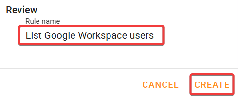 Create List Google Workspace users from specific Organizational Unit rule.