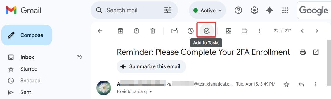 Add the email as a task