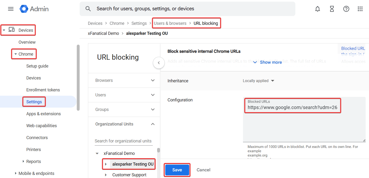Block Google Lens Search using Google Admin Console