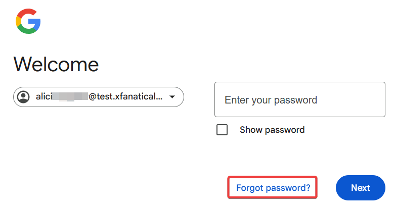 Forget password in Google