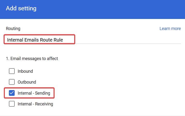 Internal - Sending checkbox.