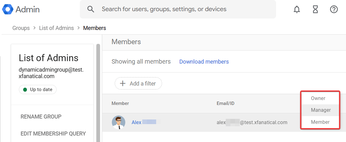 Update the admin role