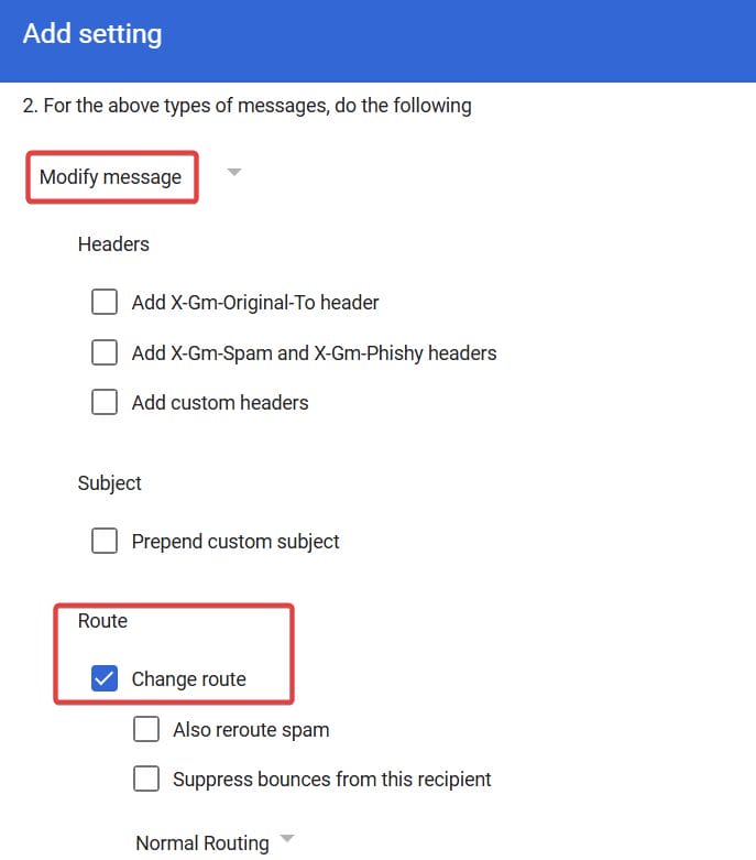 check the Change Route