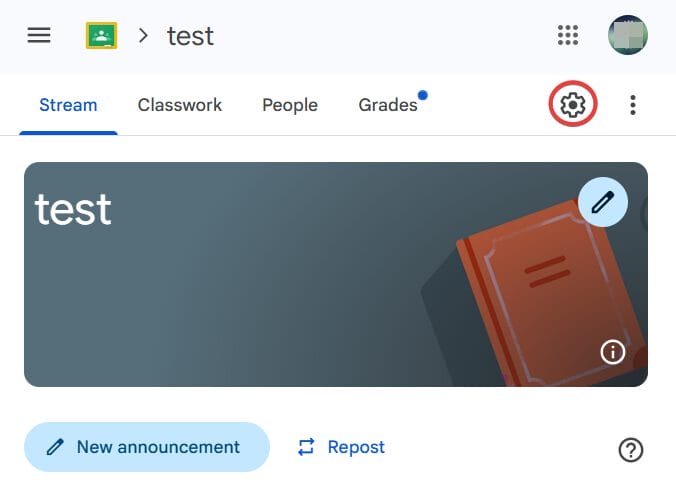 Click on the settings