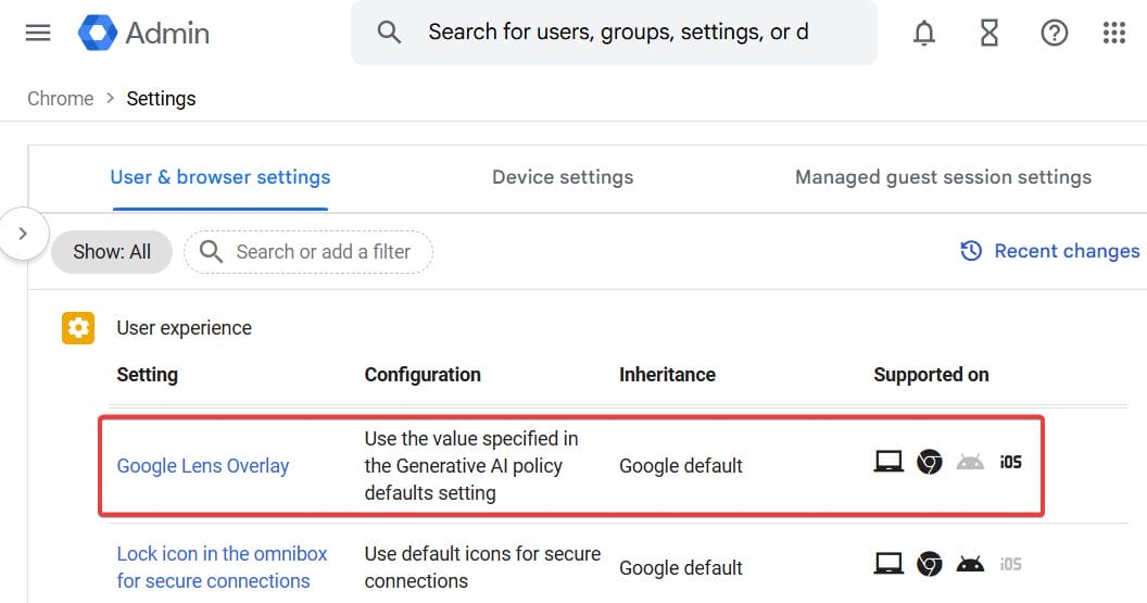 Google Lens Overlay policy