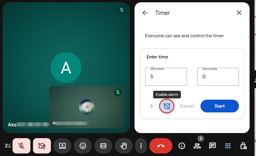 enable or disable the alarm