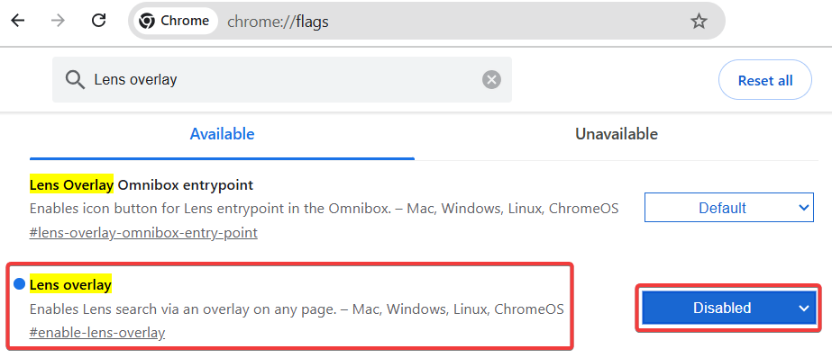 select Disabled from drop-down