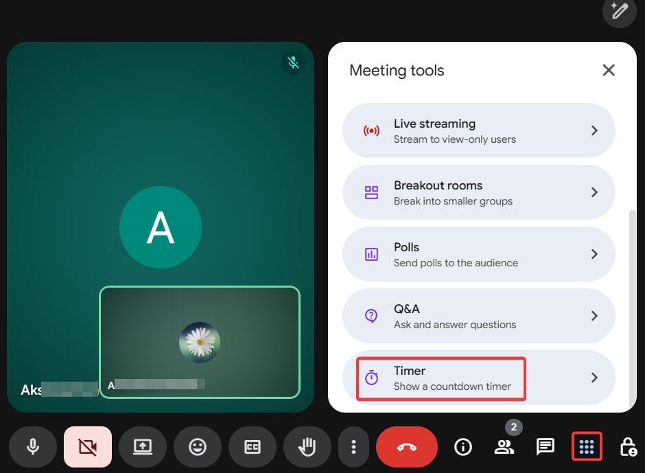 select the Timer option