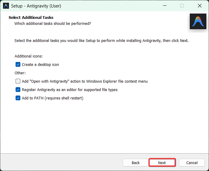 Antigravity select additional tasks