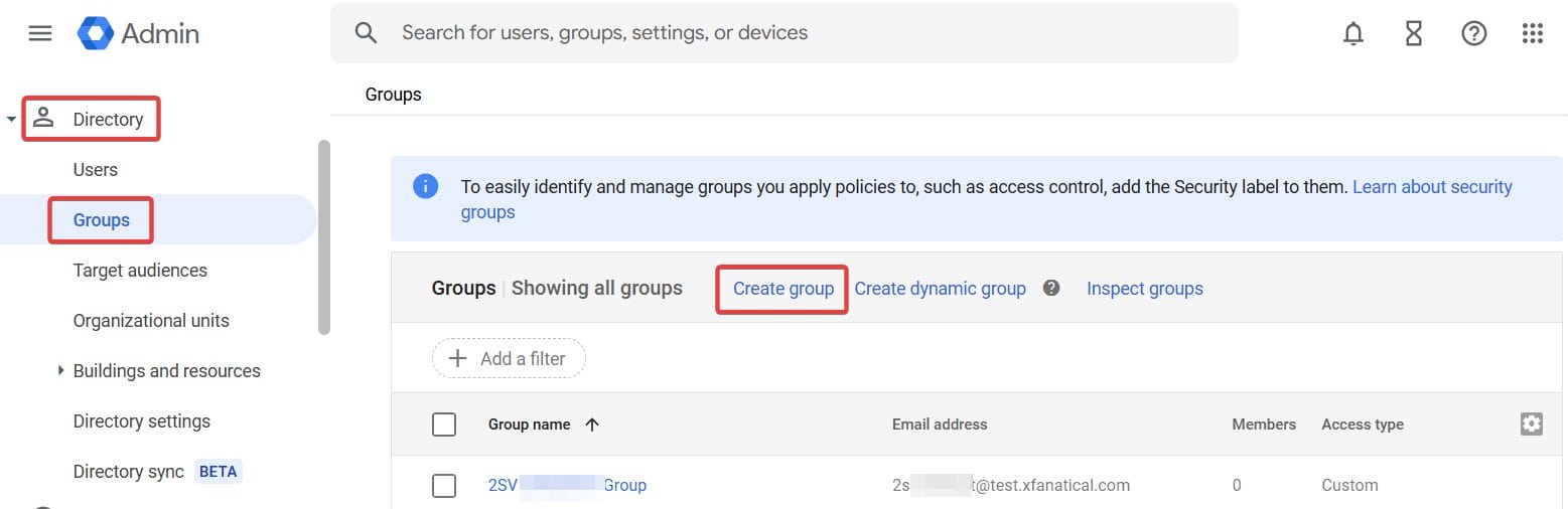 Go to Google Admin Console > Directory > Groups.