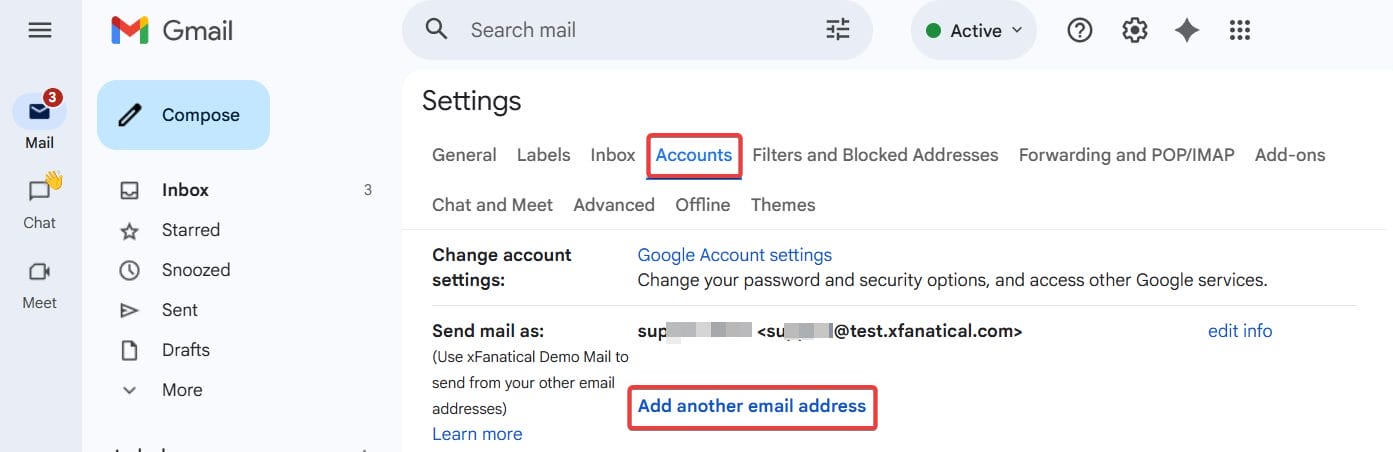 n the Send mail as field, click on Add another email address.